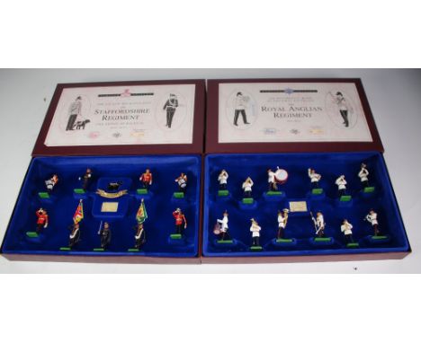 W. BRITAINS TWO LIMITED EDITION MINT AND BOXED SETS OF DIE CAST METAL SOLDIERS, viz set 2401 'Regimental Band of the First Ba