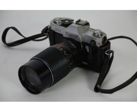 CANON FX 35mm SLR ROLL FILM CAMERA with Kenlock Automatic f3.5, 200mm lens (as found)