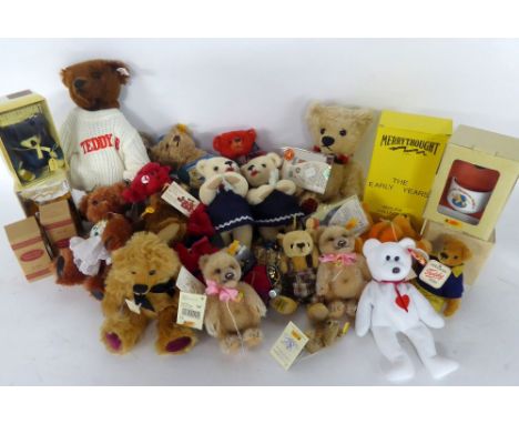 LARGE NUMBER OF MOSTLY SMALL, MODERN COLLECTORS TEDDY BEARS to include Steiff replicas, Steiff 'Fruities' (pumpkin and cherri