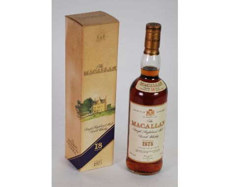 THE MACALLAN 70cl BOTTLE SINGLE HIGHLAND MALT SCOTCH WHISKY 18 YEARS OLD, 43%  VOL distilled 1975, matured in sherry wood, bo