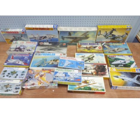 TWENTY MAINLY 1:72 SCALE PLASTIC KITS OF MILITARY AIRCRAFT various makers but to include Italeri x 8, Hasegawa x 5 and Staveb