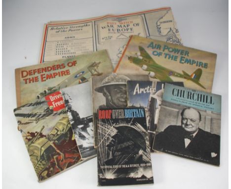 FIVE CIRCA 1940s WORLD WAR II MILITARY RELATED BOOKLETS to include 'Roof Over Britain', 'Arctic War' and 'The Eighth Army' to