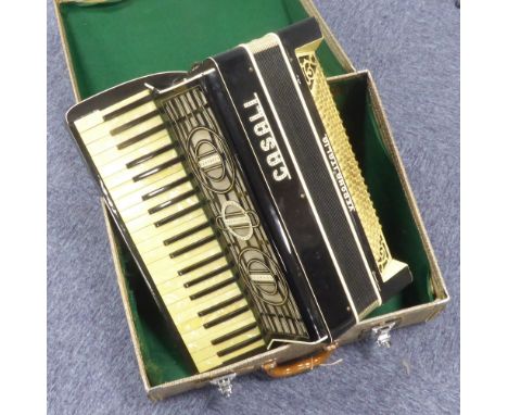 CASELI, VERONA ITALIA, PIANO ACCORDION, in black case with spangled highlights, 120 base buttons, in hard case