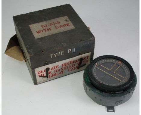 A MILITARY COMPASS IN WOODEN BOX, two morse tapers and a tripod map reading magnifying lens 