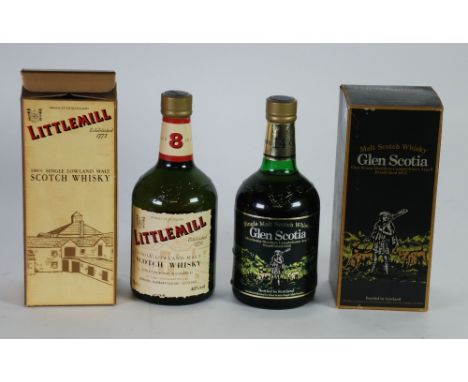 LITTLEMILL 70cl GREEN SQUAT BOTTLE OF SINGLE LOWLAND MALT SCOTCH WHISKY aged 8 years, 40% vol., with sealed cork top, in cart