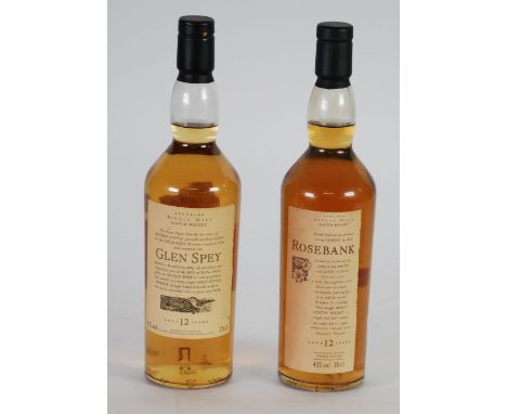 ROSEBANK (FLORA & FAUNA) 70cl BOTTLE OF LOWLAND SINGLE MALT SCOTCH WHISKY aged 12 years, 43% vol. and GLEN SPEY (FLORA & FAUN