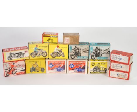 A SELECTION OF 12 MORESTONE SERIES, BUDGIE, AND TOERH BOXED DIE CAST MOTORCYCLES and three boxed Morris and Stone No. 1 and N