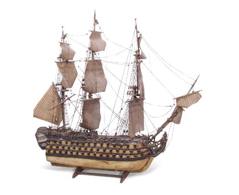 Painted wooden and plaster scale model of HMS Victory, fully rigged, overall length 60cm, max height 73cm  Provenance: Philli