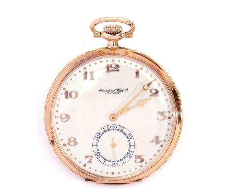 Gent's second/third quarter of the 20th century slimline 14K gold pocket watch by The International Watch Co, Schaffhausen, h