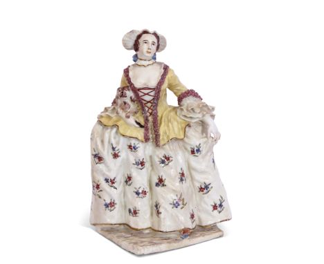 Rare and important mid-18th century Bow porcelain figure of Kitty Clive in the character of "The Fine Lady" from David Garric