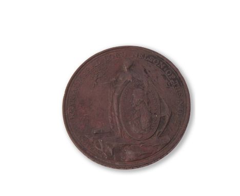 Bronze Battle of the Nile 'Davison's Medal', dated 1798, the obverse depicts Peace with olive branch standing on shoreline ou