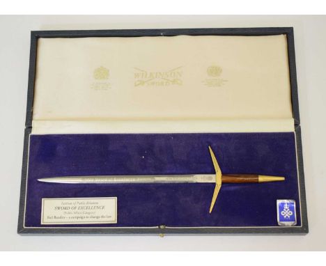 Wilkinson Sword ‘Sword of Excellence’ presentation letter opener, presented by 'The Institute of Public Relations (Public Aff