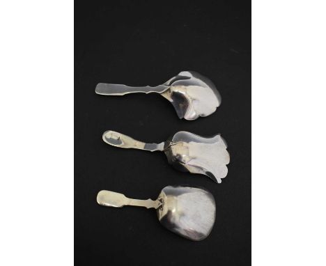 Two Georgian silver shovel caddy spoons, sponsor's mark of Cocks &amp; Bettridge, Birmingham 1816, and sponsor's mark of Jose