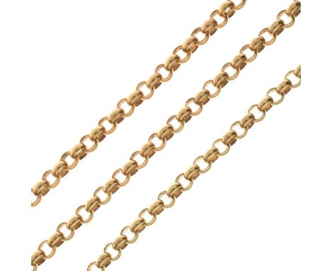 9ct gold belcher link chain, 71.5cm long approx, 27.4g approx