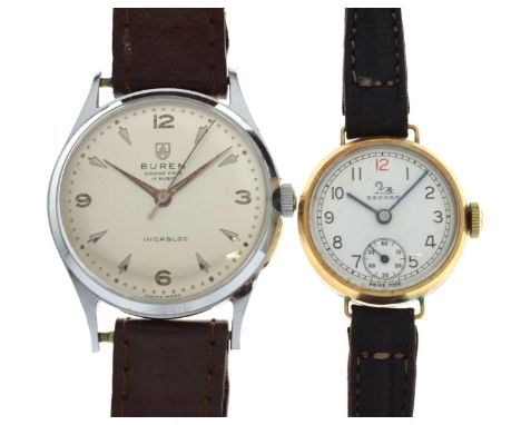 Buren - Gentleman's 'Grand Prix' Incabloc stainless steel cased wristwatch, the silvered dial with arrowhead and Arabic quart