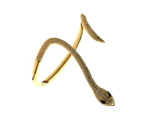 Isle of Bute Collection snake bangle, pave set with white stones, unmarked, cased