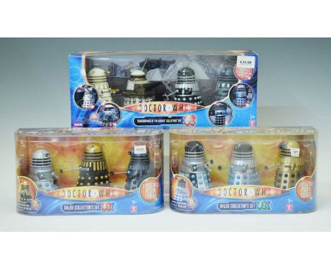 Three Character Toys Dr Who action figure dalek sets; Remembrance of the Daleks Collectors' Set, Dalek Collector's Set #1 and