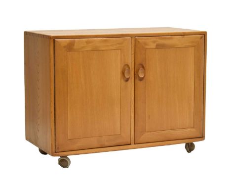 Ercol - Windsor elm two-door cupboard, 91cm x 43cm x 68cm high