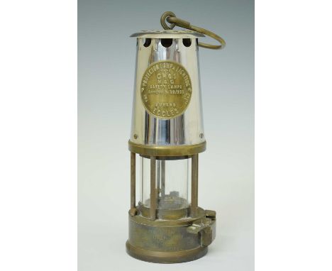 Protector Lamp & Lighting Co. Type GR6S M&Q Eccles Safety Lamp, with dedication inscription 'Presented To The Weston Super Ma
