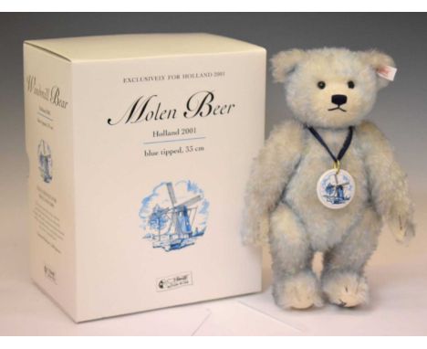 Steiff - Limited edition 'Molen Beer' (Windmill Bear), blue tipped, 2001, 01288/1500, 33cm high, with certificate and box