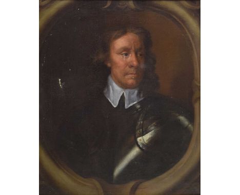 After Samuel Cooper (1609–1672) - Oil on canvas - Portrait of Oliver Cromwell, unsigned, 53cm x 71cm, gilt slip in ebonised f