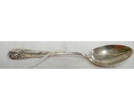 A STERLING SILVER CALIFORNIA CHILD'S SPOON CAST WITH A BEAR