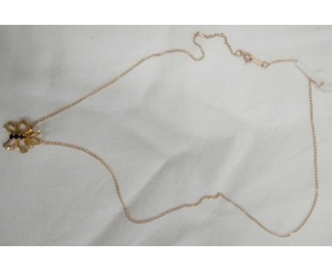 9CT FINE CHAIN AND BUTTERFLY PENDANT