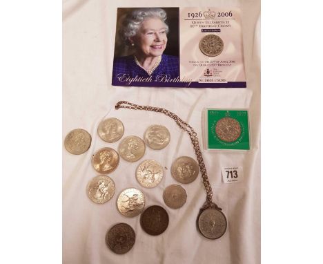 LIMITED EDITION £5 80th BIRTHDAY IN COVER, 5 SILVER JUBILEE COMMEMORATIVE CROWNS, 6 CHARLES AND DIANA CROWNS, QUEEN ELIZABETH