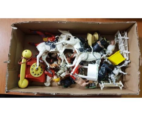 3 CARTONS OF MISCELLANEOUS FARM ANIMALS, DINKY MOD AND OTHERS 