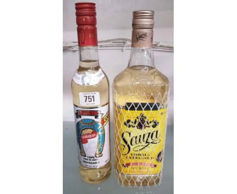 SAUZA TEQUILA EXTRA GOLD 1L BOTTLE AND A BOTTLE OF ANTIGUO TEQUILA 500ML BOTTLE