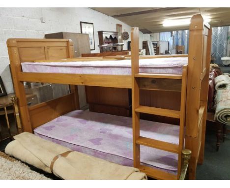 SOLID MADE PINE BUNK BED WITH MATTRESSES, SIDE RAILS AND LADDER