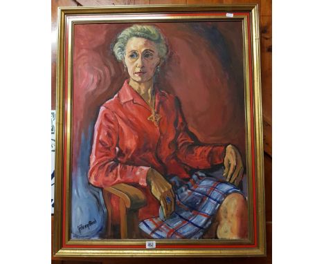 PORTRAIT OF A LADY SITTING IN A CHAIR, SIGNED J.HAMPSTED
