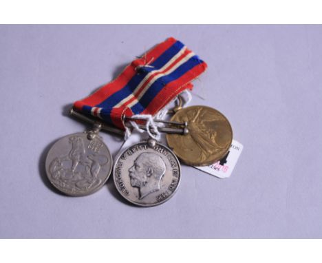 A BRITISH WAR AND VICTORY MEDAL, pair, named to R4-087979 Pte W.E. Clift ASC (Army Service Corps) and a WWII War medal (un-na