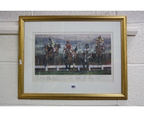 AFTER D M DENT, 'Doing The Business The Cheltenham Gold Cup', Limited Edition 32/500, signed print, approximately 26cm x 41.5
