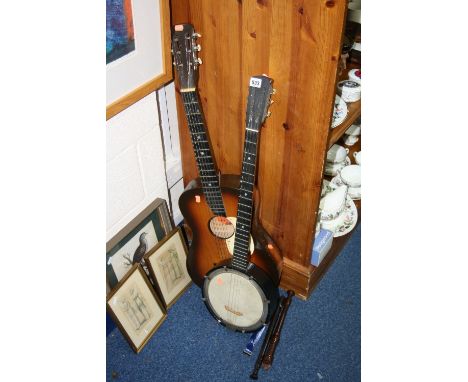 MUSICAL INSTRUMENTS, to include a banjo, acoustic guitar, two recorders and a harmonica (5)  