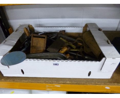 A BOX, containing a quantity of vintage hand tools
