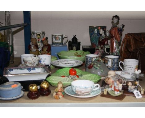 VARIOUS ORNAMENTS, mugs, dishes, etc, to include Beswick, Goebel, Wedgwood, oriental figures (a/f) etc