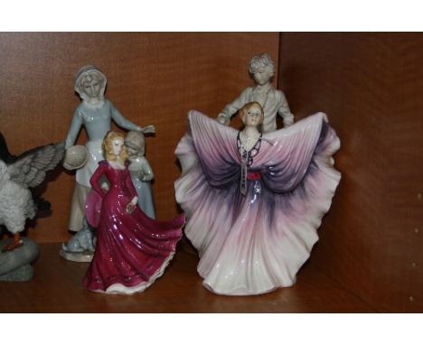 FOUR FIGURES, to include Royal Doulton 'Isadora' HN2938, Royal Worcester 'Rebecca' etc