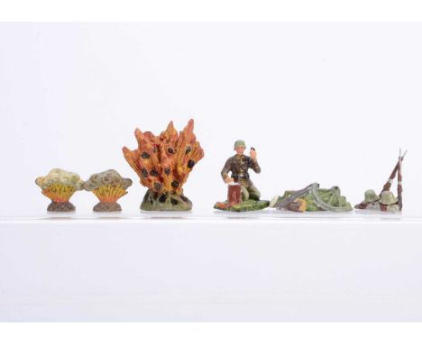 Elastolin 70-75mm scale composition figure and accessories comprising WW2 German Army Field Telephone operator with small exp