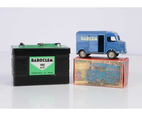 A Rare French Dinky Toys 561 Citroen H 'Baroclem' Van, scarce promotional issue, blue body, 'Baroclem' decals, concave hubs, 