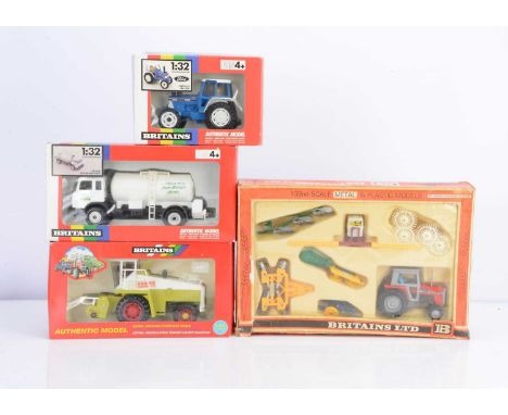 Britains 1:32 Scale Farm Vehicles & Implements, No.9605 Leyland Milk Transporter, No.9573 Claas Forage Harvester, No.9527 For