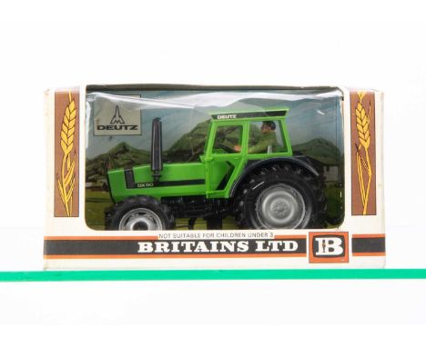 A Britains 1:32 Scale Deutz DX110 Tractor No.9526, in original box, VG-E, box G, cellophane damaged, tear to end flap of inne