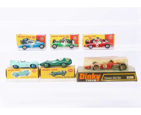 Dinky Toy Racing Cars, 241 Lotus Racing Car, 240 Cooper Racing Car, 242 Ferrari Racing Car, 226 Ferrari 312/B2, 238 Jaguar D 