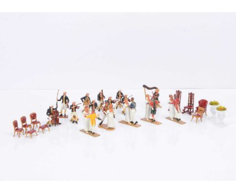 Regency Period 10pce Chamber Orchestra with dancing couples (5 vignettes), chairs (9) and plant pots (2), standard 'Britains'