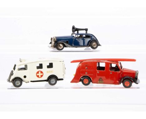 Tri-ang Minic Tinplate Clockwork Post-War Public Service Vehicles, 75M Ambulance, white body, white cross on red transfer, 'L