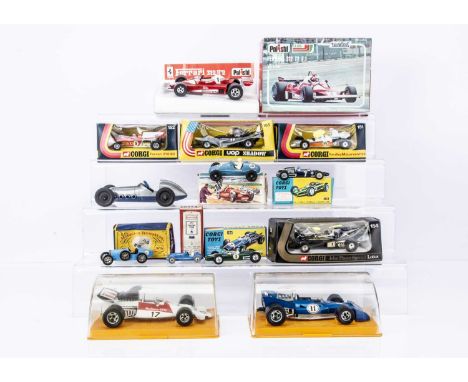 Various Diecast Racing Cars, Crescent Toys No.1289 Gordini 2.5 Litre Grand Prix Racing Car, Corgi Toys 155 Lotus-Climax, 156 