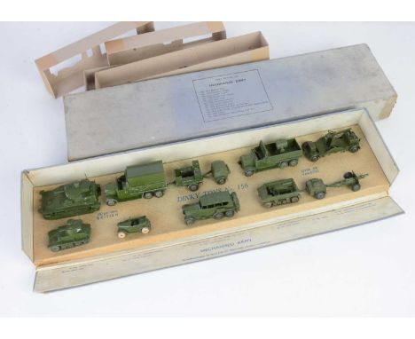 A Pre-War Dinky Toys 156 Mechanised Army Set, comprising 151a Medium Tank, 151b 6-wheel Wagon, 151c Cooker Trailer, 151d Wate