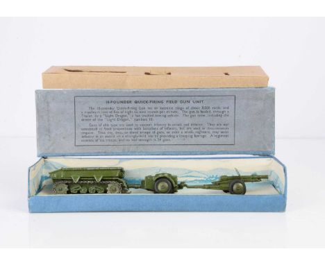A Pre-War Dinky Toys 162 18-Pounder Quick-Firing Field Gun Unit A2260, comprising 162a Light Dragon Tractor, 162b Ammunition 
