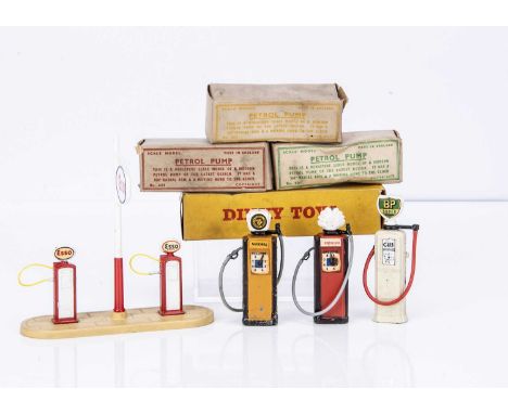 Various Diecast Petrol Pumps, Barrett & Sons 'National' Petrol Pump, 'Shell' Petrol Pump, Dinky Toys 781 'Esso' Petrol Pump S