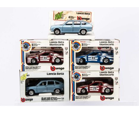 Early Bburago 1:24 Scale Lancia Models, Cod.0170 Lancia Beta Monte Carlo (3), Cod.0107 Lancia Beta (2), in original boxes, G-